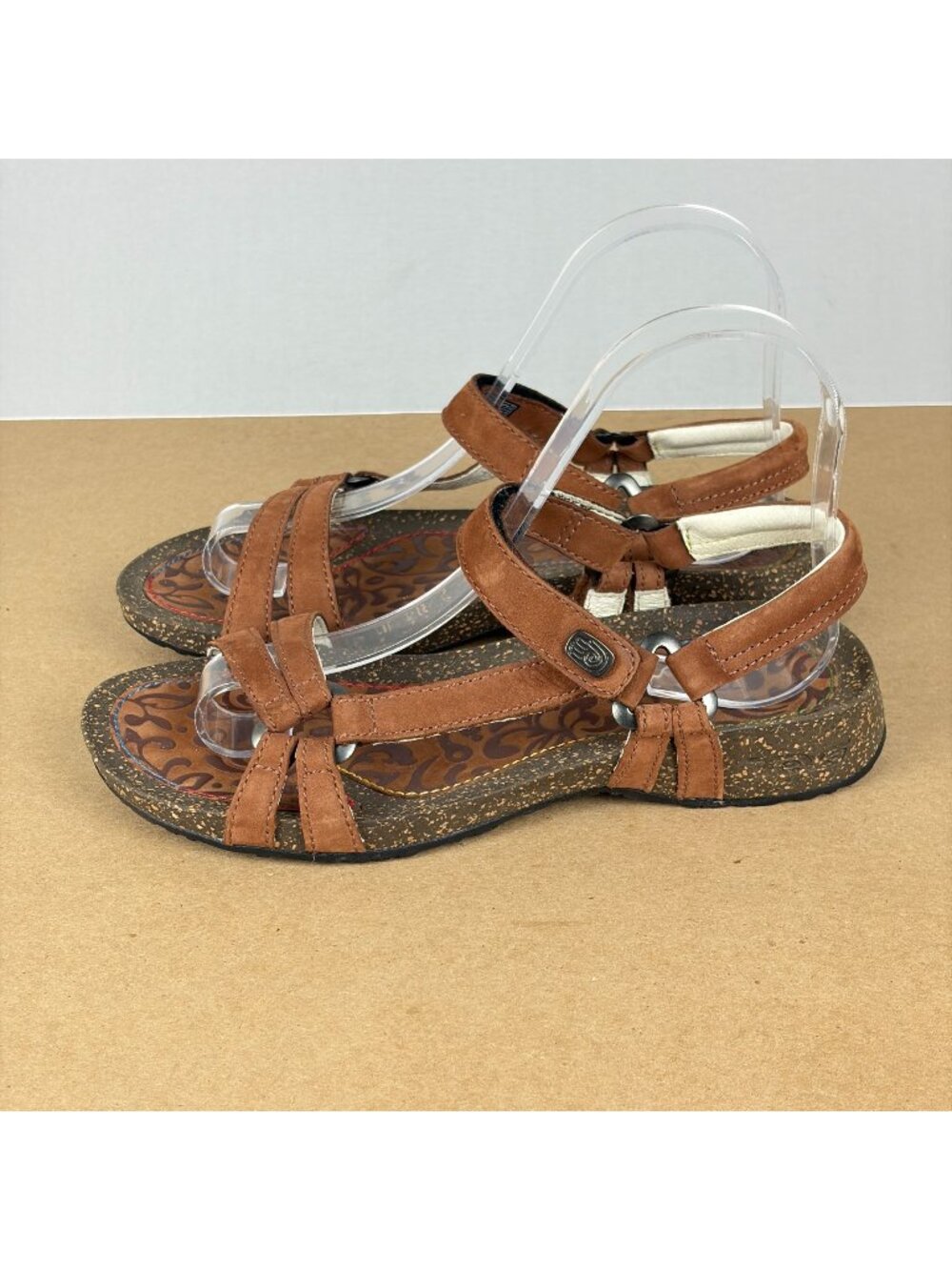 Teva Ventura Cork 2 Wedge Sandals Womens 6 Brown Hook and Loop Strap Leather